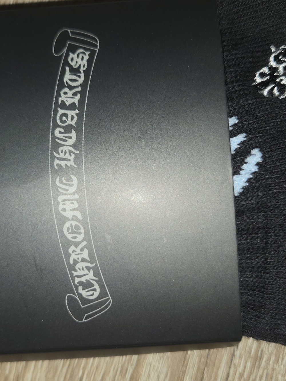 Chrome Hearts Black Knit Sweater with Light Blue Accent